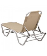 Sezlonguri de plaja, 2 buc., cu masa, crem, aluminiu