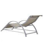 Sezlonguri de plaja, 2 buc., cu masa, crem, aluminiu