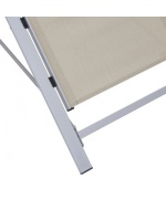 Sezlonguri de plaja, 2 buc., cu masa, crem, aluminiu