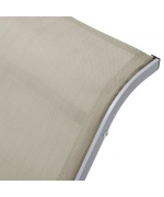 Sezlonguri de plaja, 2 buc., cu masa, crem, aluminiu